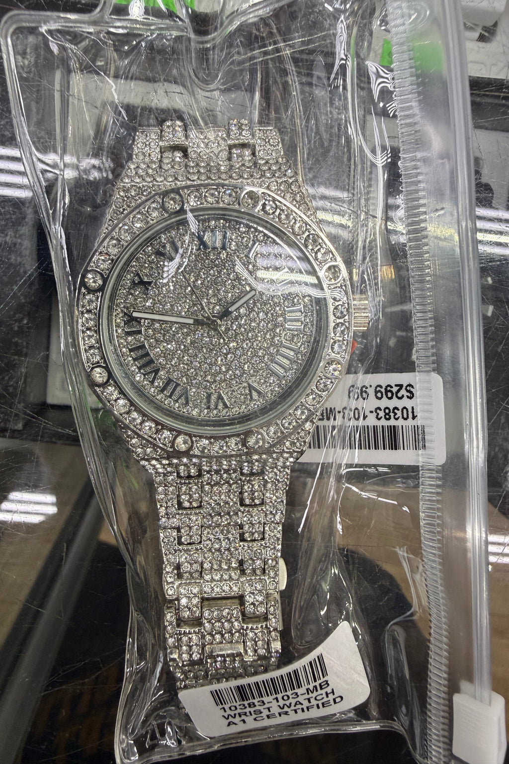 Silver Roman Prestige Iced-Out Watch