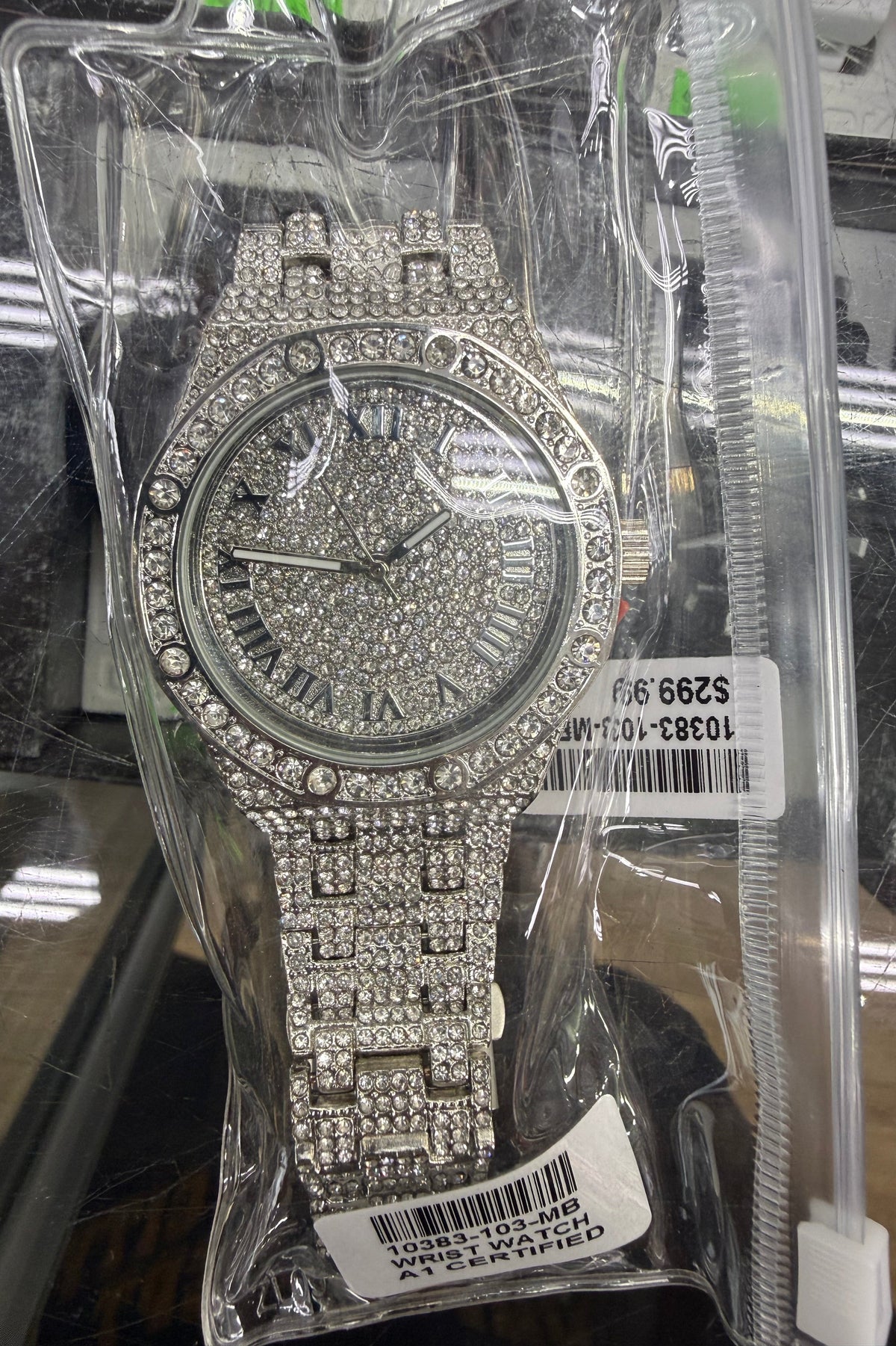 Silver Roman Prestige Iced-Out Watch