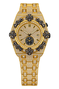 Golden Onyx Fleur Iced-Out Watch