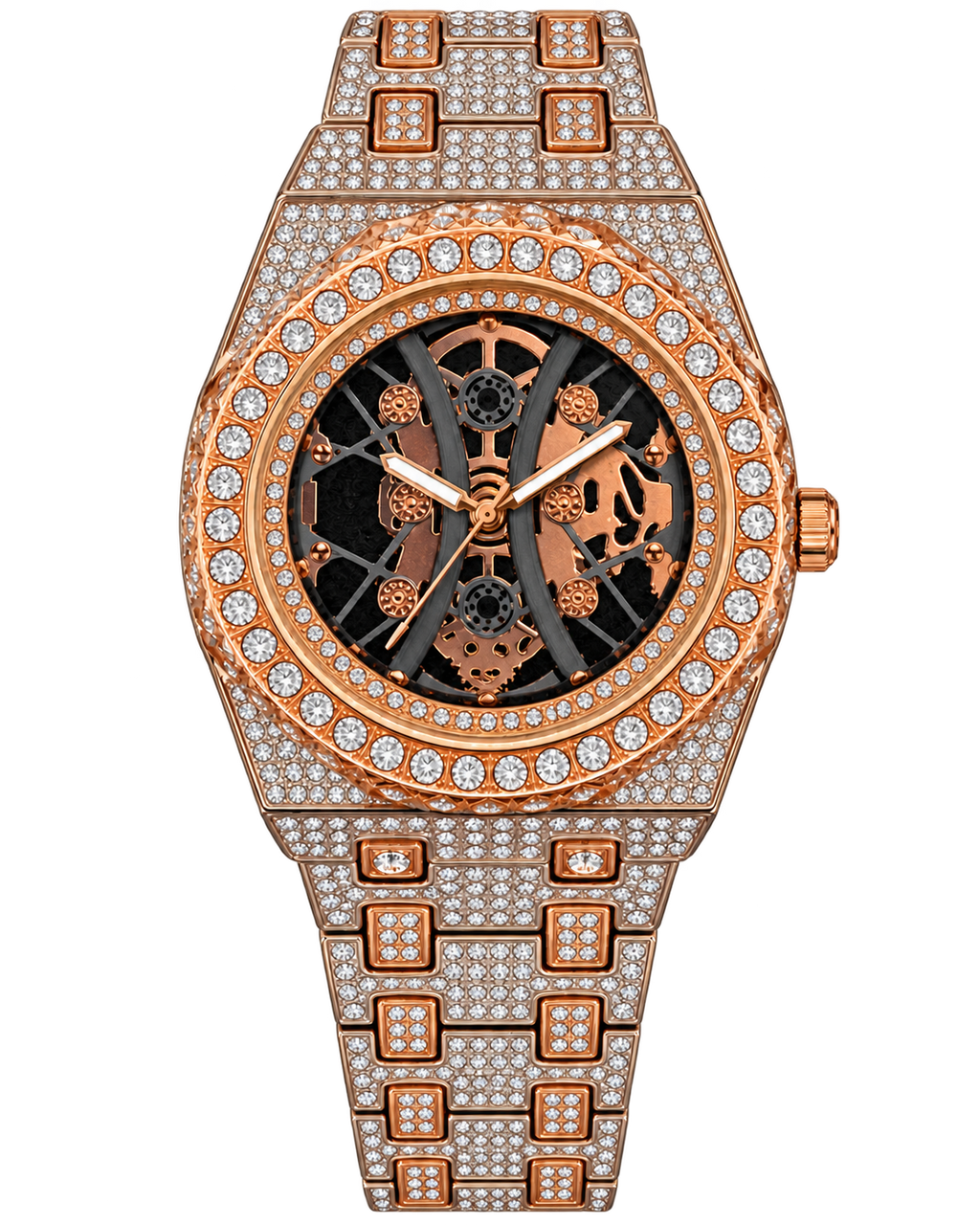 Rose Gold Skeleton Prestige Iced-Out Watch