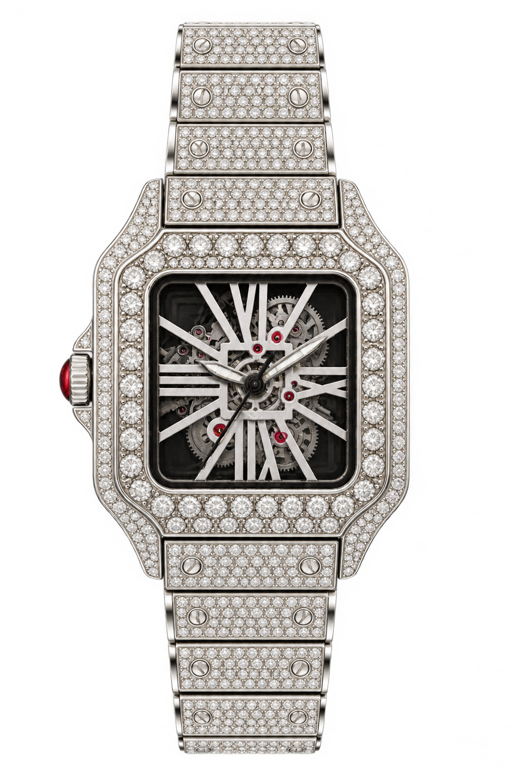Silver Skeleton Frost Iced-Out Watch