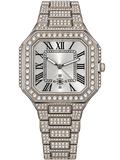 Silver Roman Luxe Iced-Out Watch