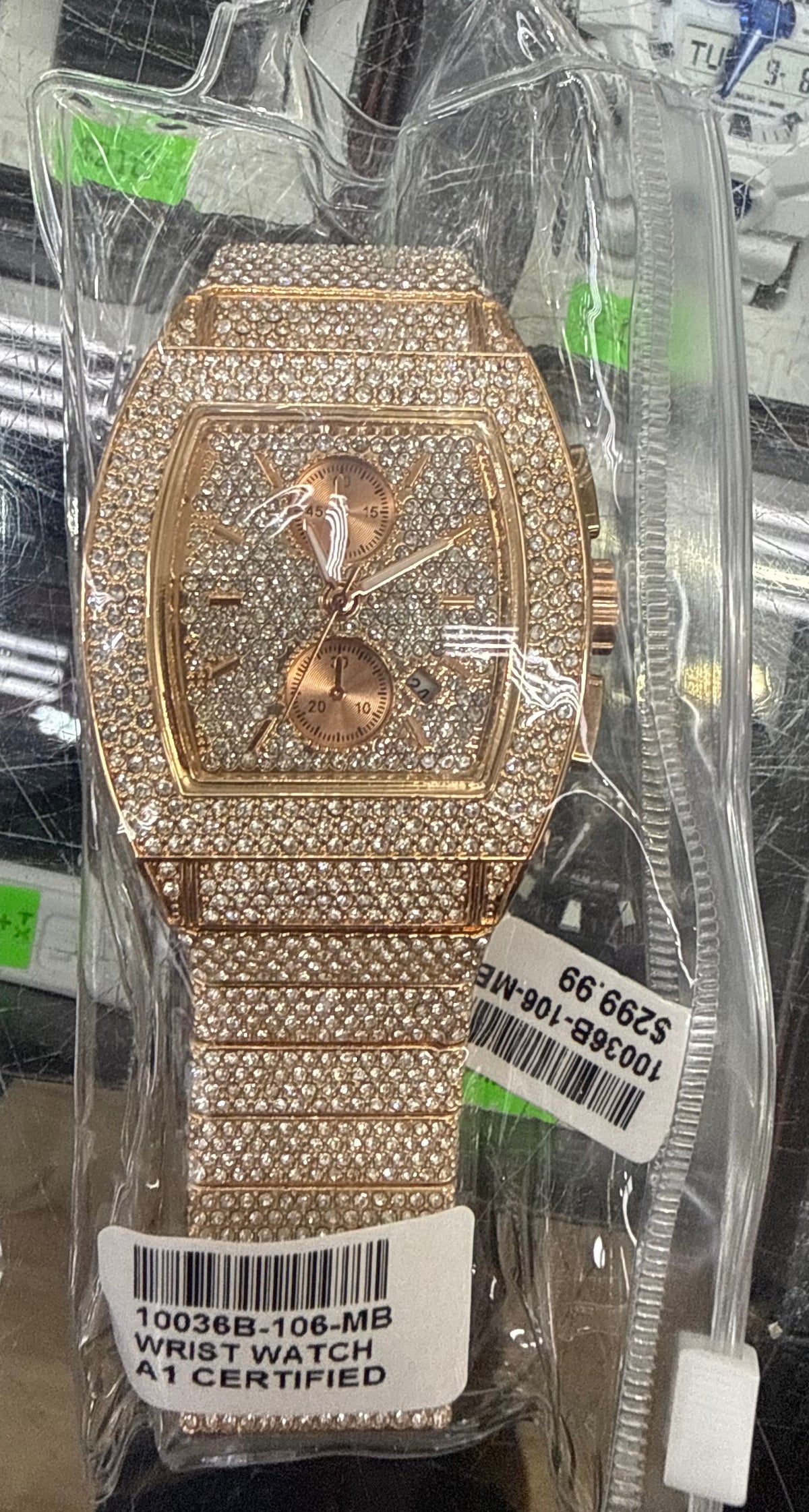 Rose Tonneau Luxe Iced-Out Watch