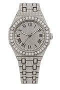 Silver Roman Frost Iced-Out Watch