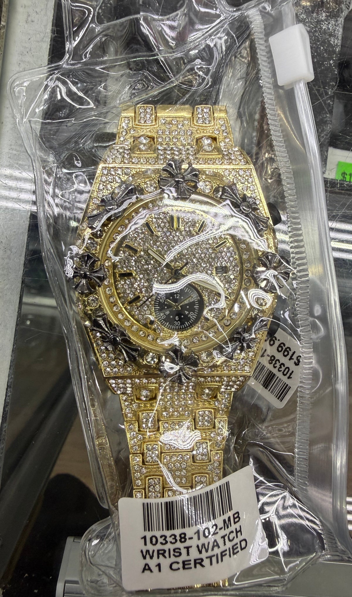 Golden Onyx Fleur Iced-Out Watch