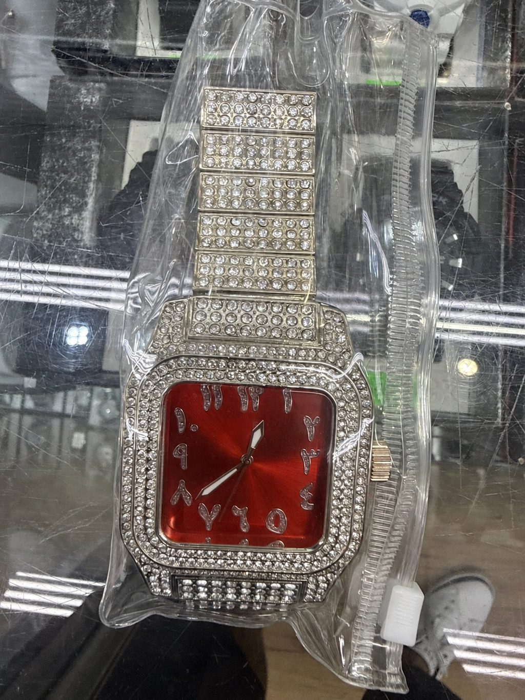 Crimson Square Arabic Iced-Out Watch