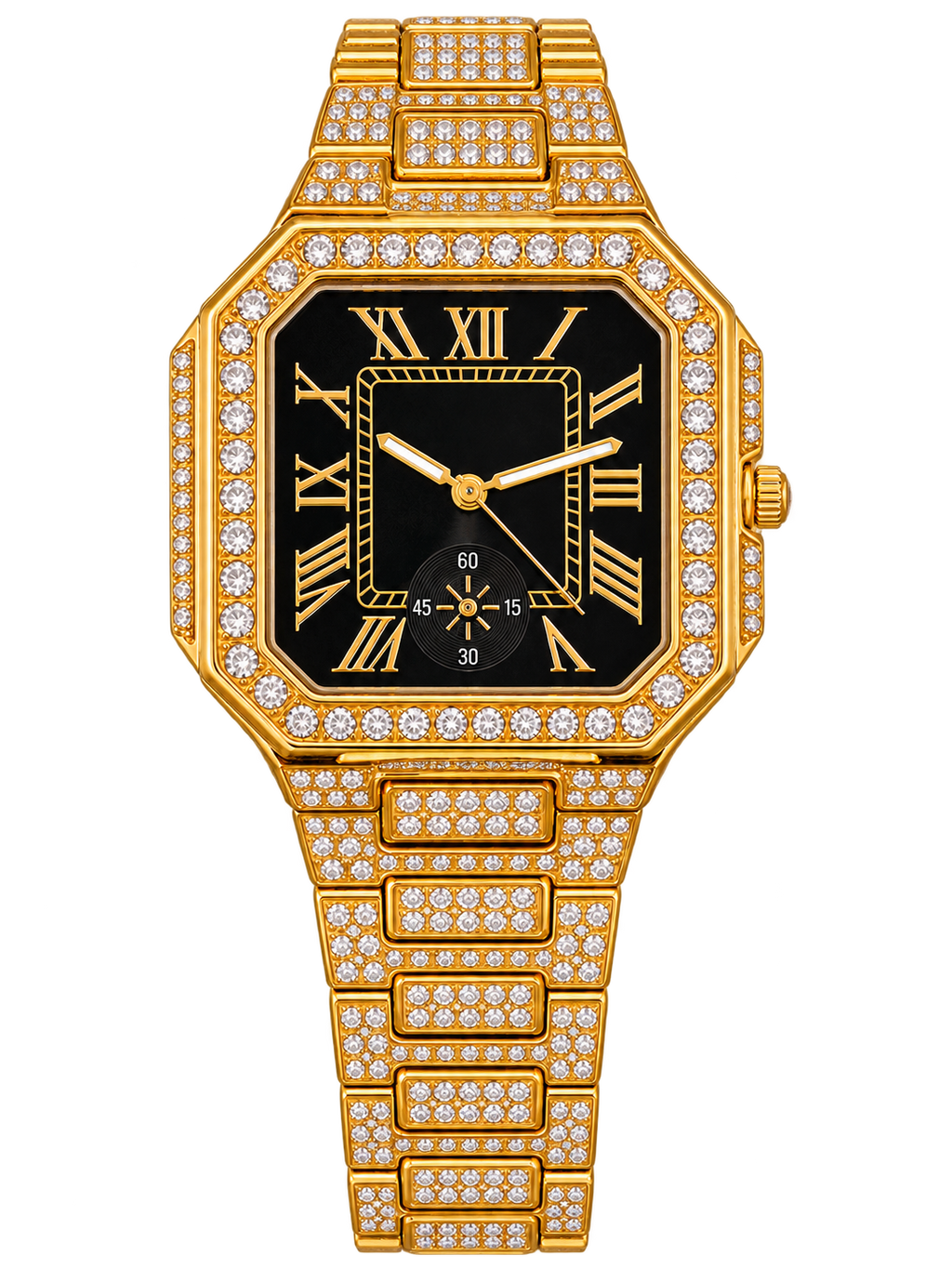 Golden Noir Roman Frost Iced-Out Watch