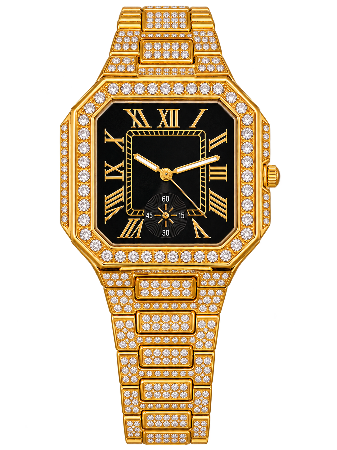 Golden Noir Roman Frost Iced-Out Watch