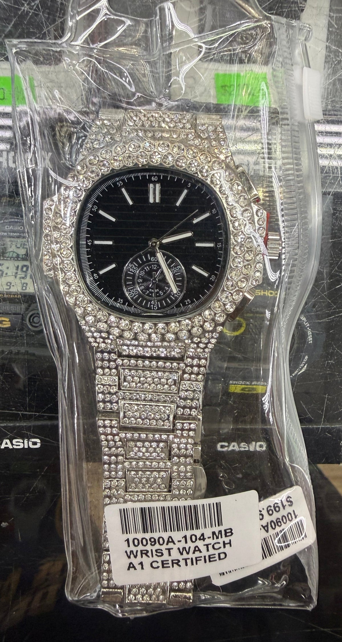 Silver Noir Prestige Iced-Out Watch