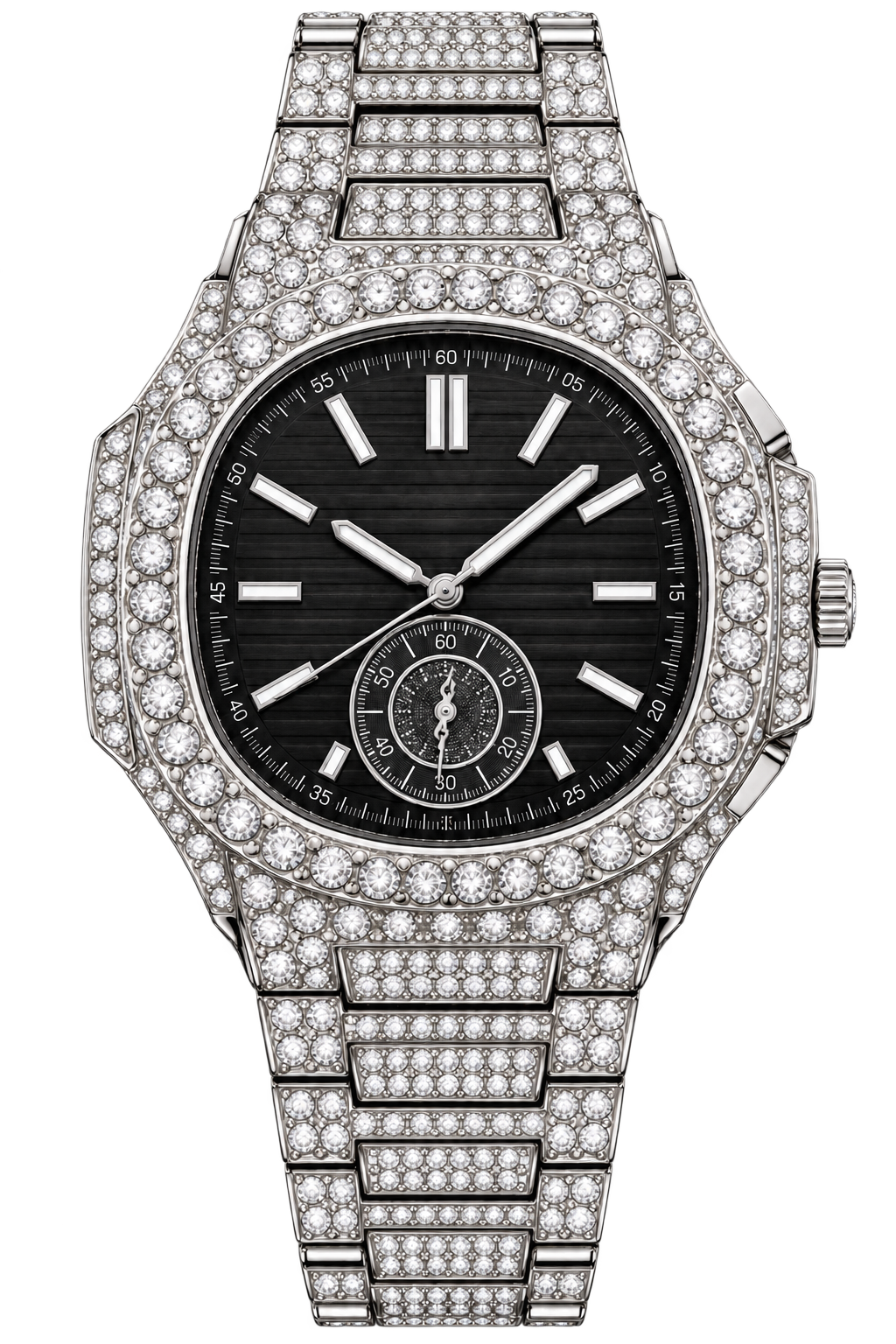 Silver Noir Prestige Iced-Out Watch