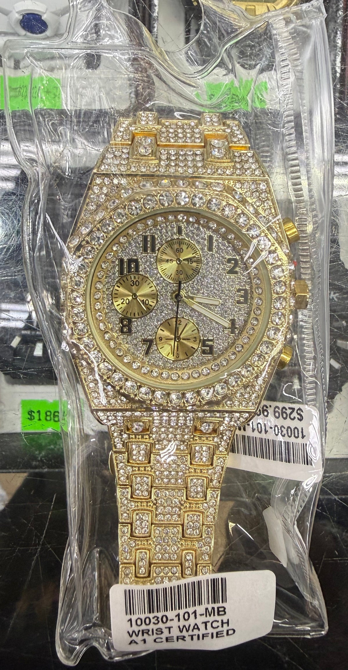 Golden Chrono Luxe Iced-Out Watch