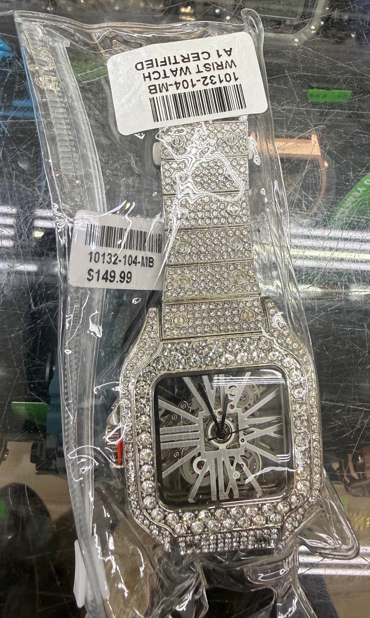 Silver Skeleton Frost Iced-Out Watch