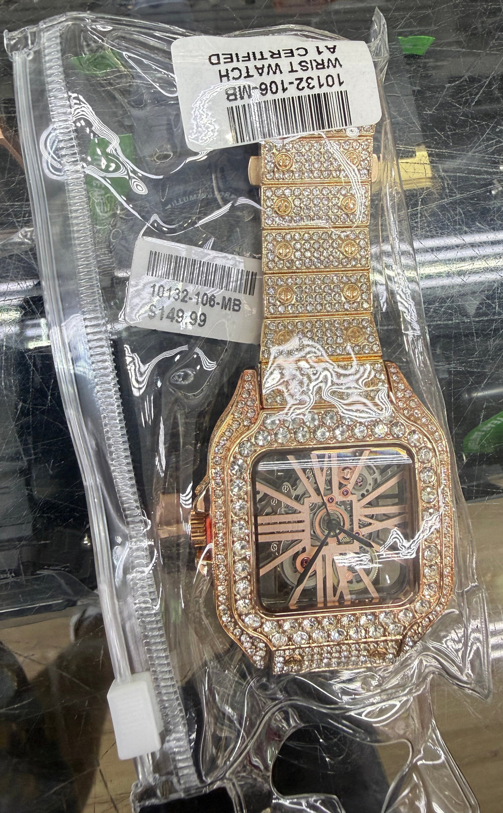 Rose Gold Skeleton Luxe Iced-Out Watch