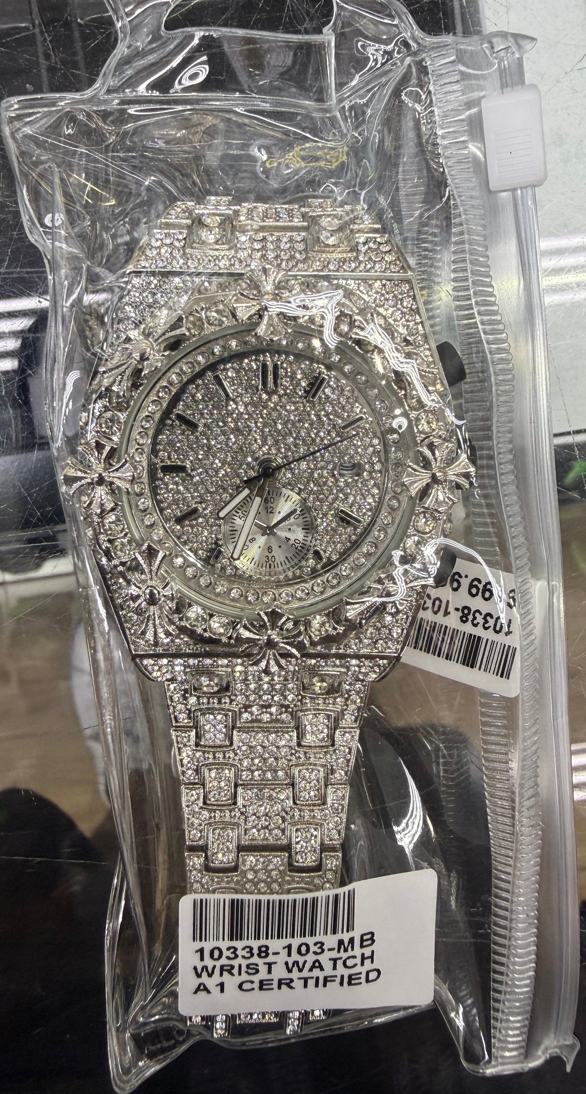 Silver Fleur Prestige Iced-Out Watch