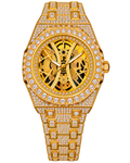 Gold Skeleton Iced-Out Watch