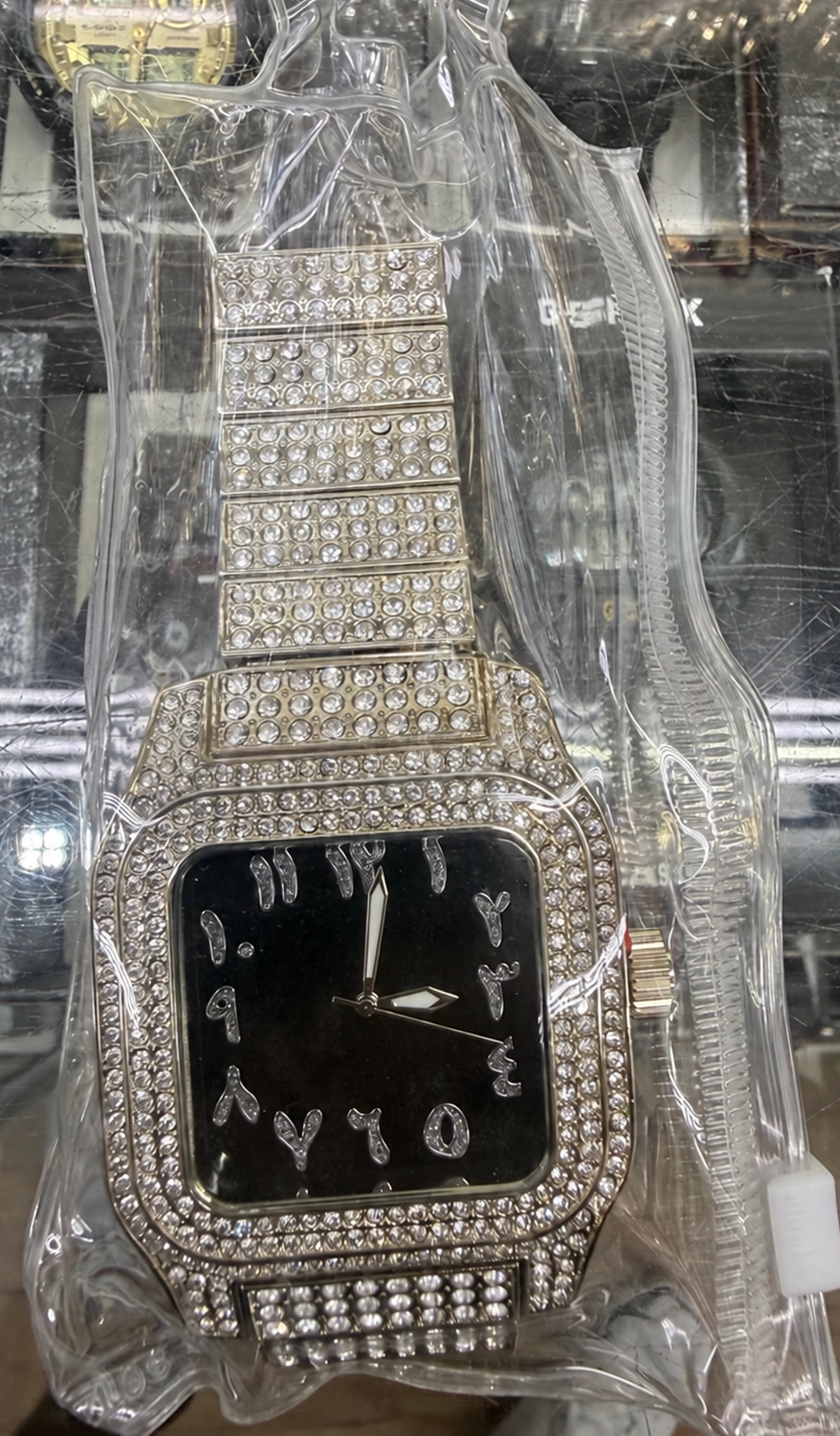 Midnight Square Arabic Iced-Out Watch