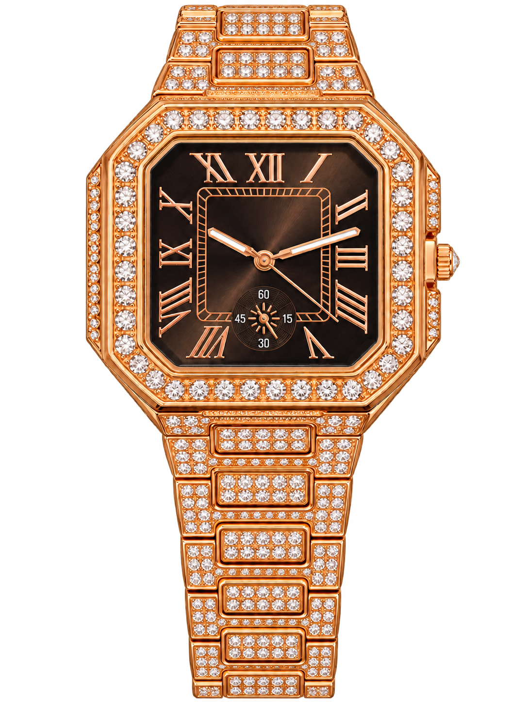 Rose Noir Roman Luxe Iced-Out Watch