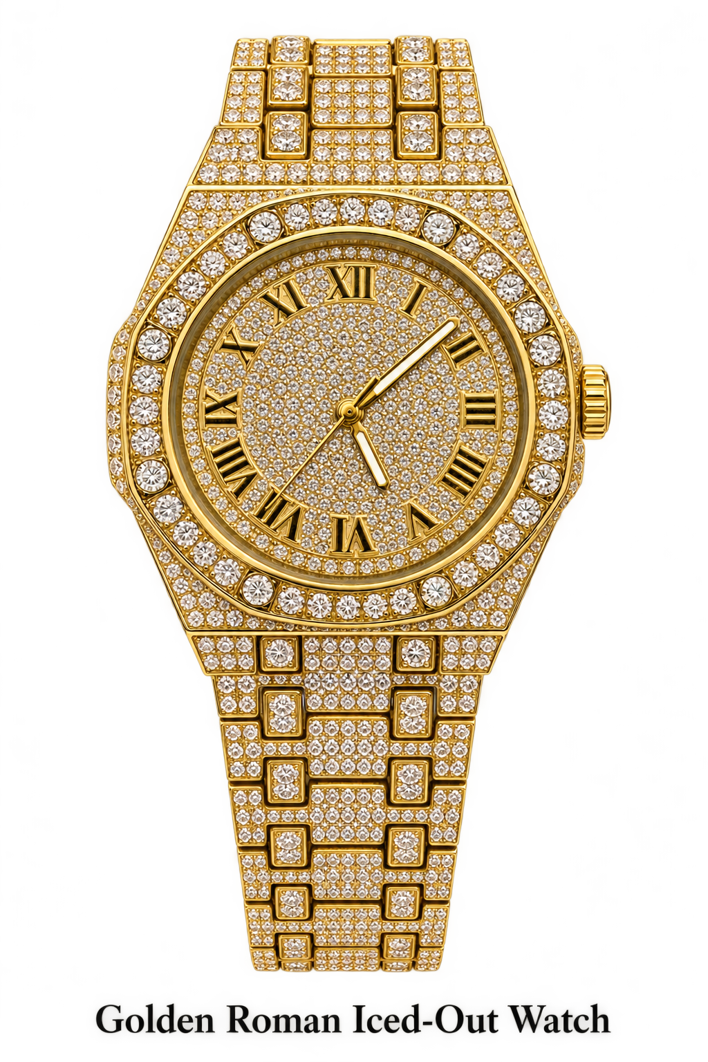 Golden Roman Iced-Out Watch
