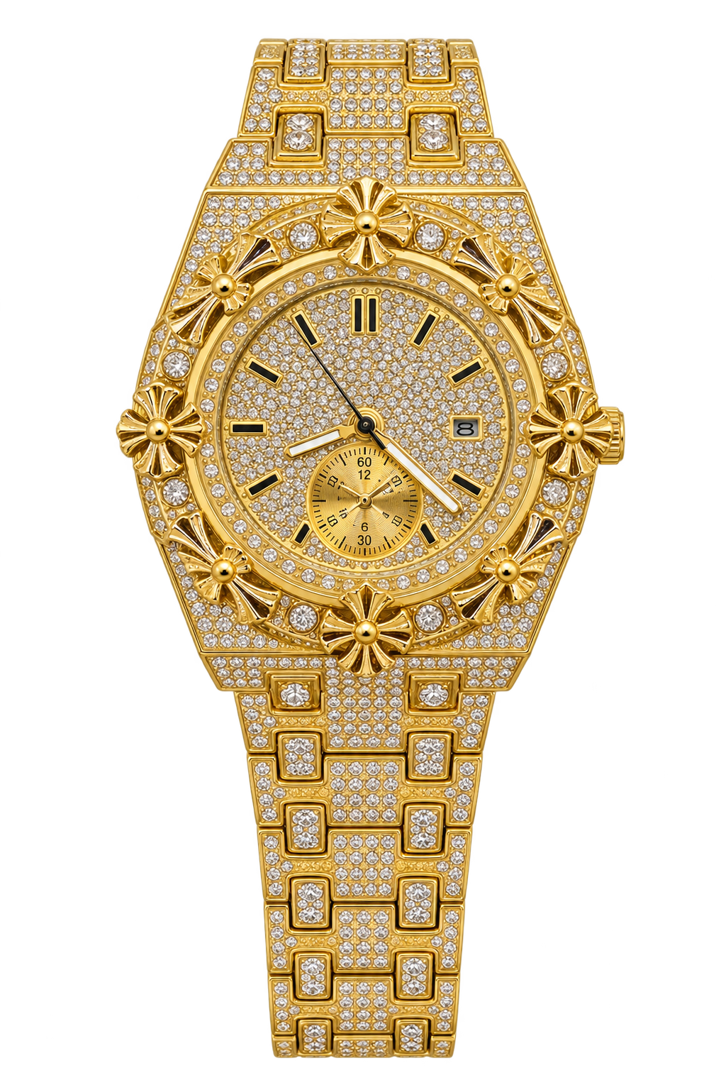 Golden Fleur Royale Iced-Out Watch