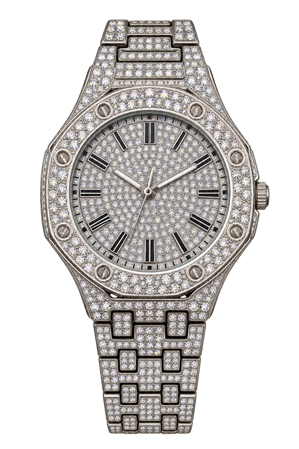 Silver Radiance Prestige Iced-Out Watch