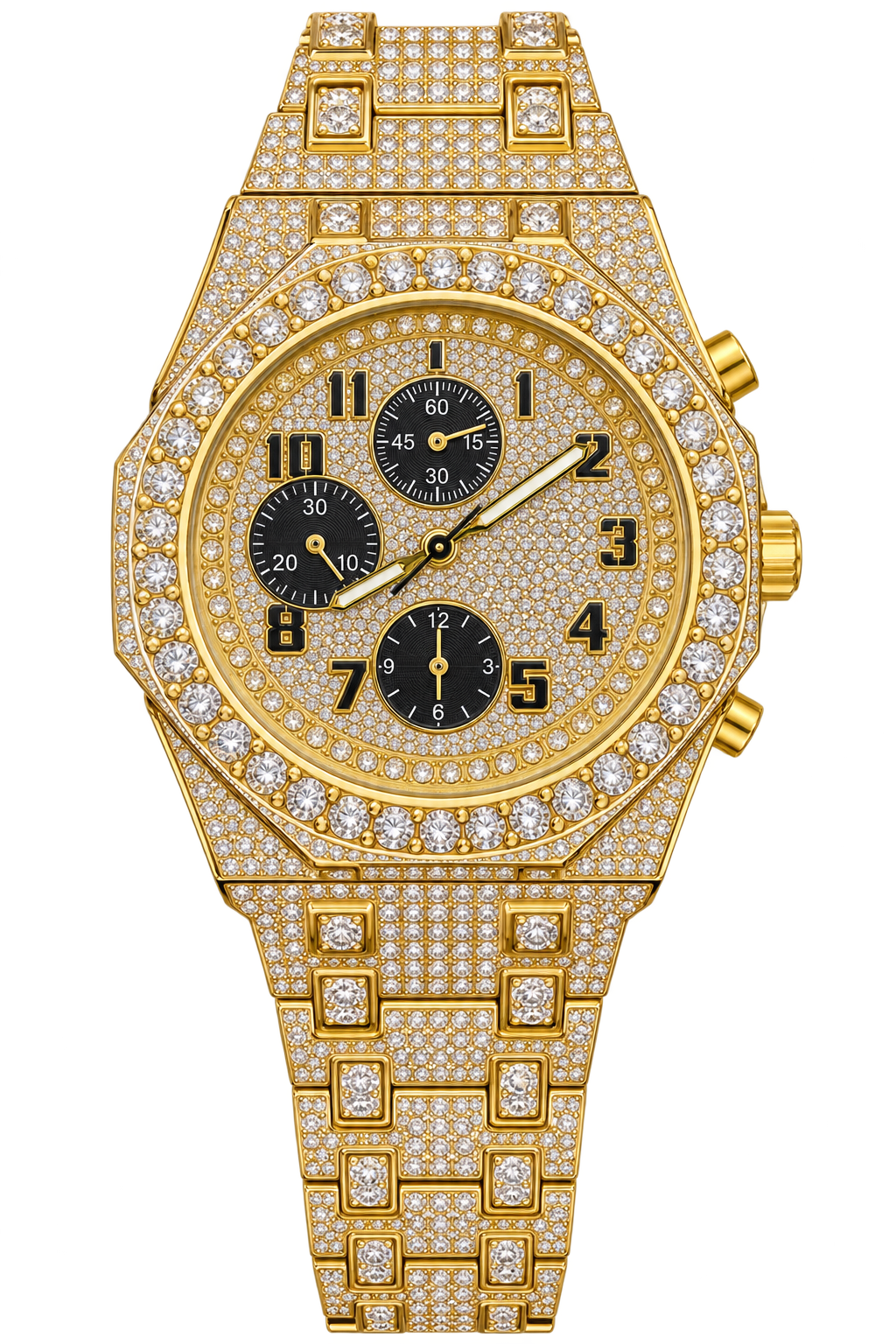 Golden Noir Chrono Iced-Out Watch