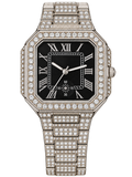 Silver Noir Roman Prestige Iced-Out Watch