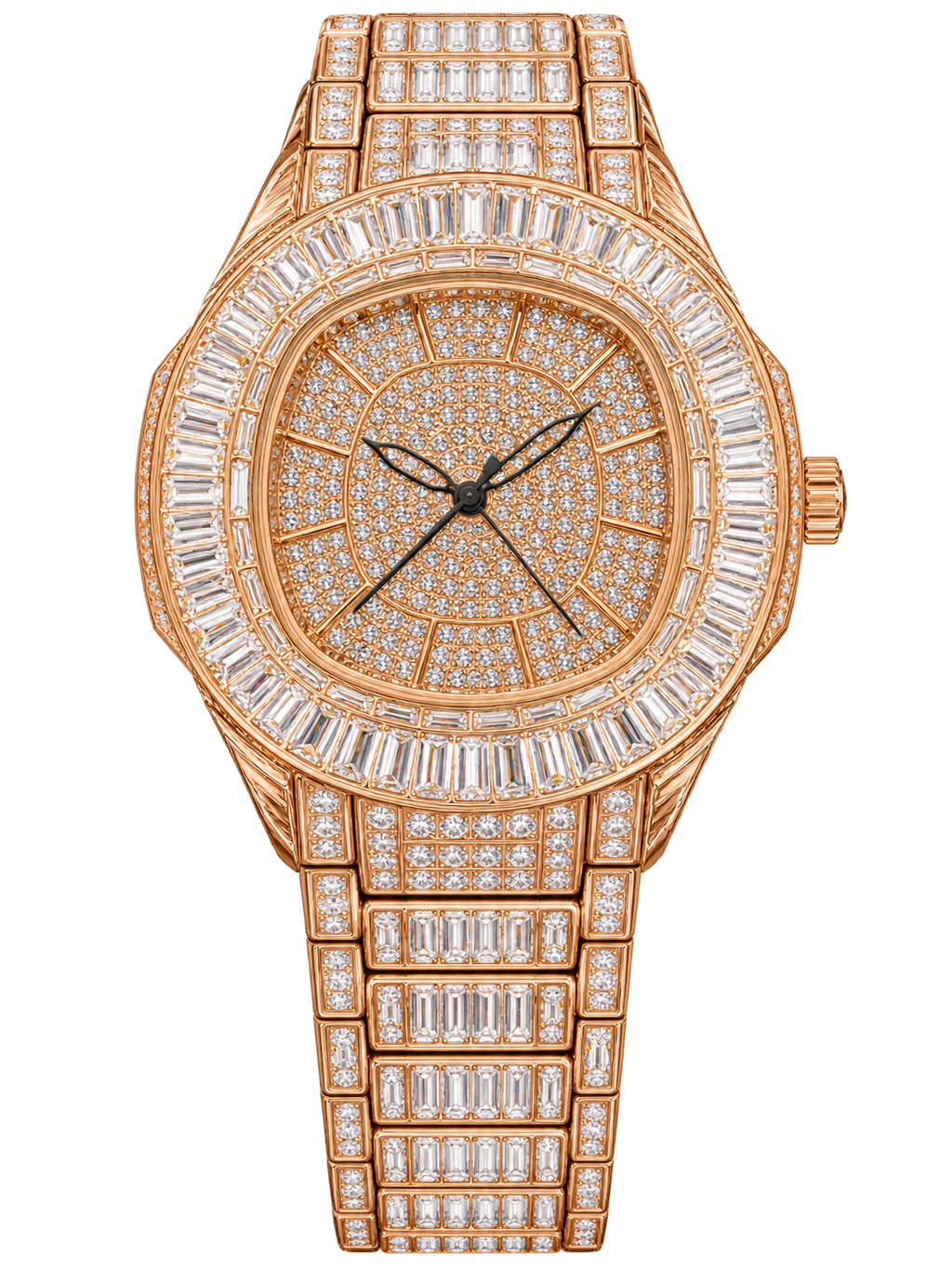 Rose Gold Baguette Prestige Iced-Out Watch