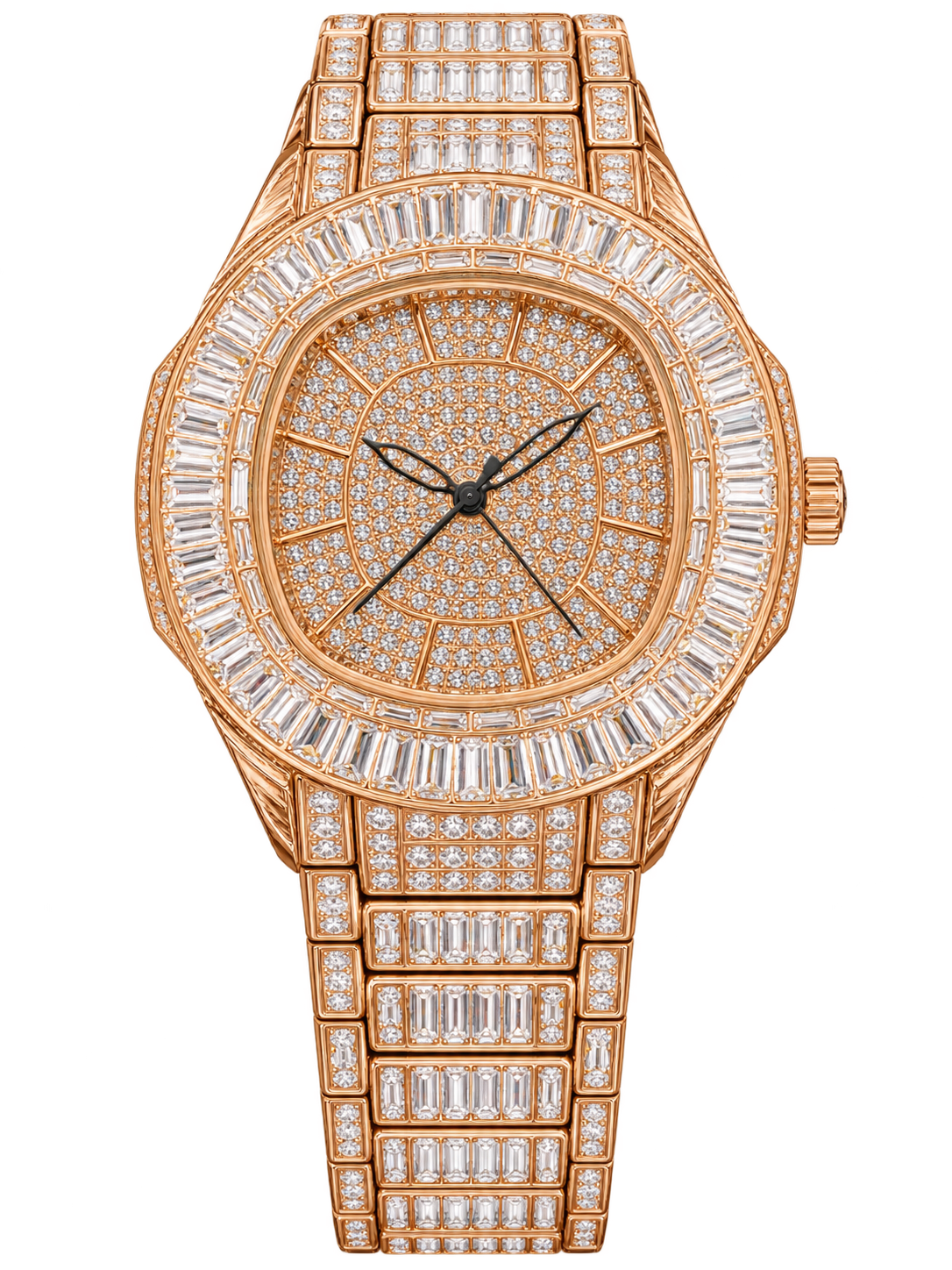 Rose Gold Baguette Prestige Iced-Out Watch