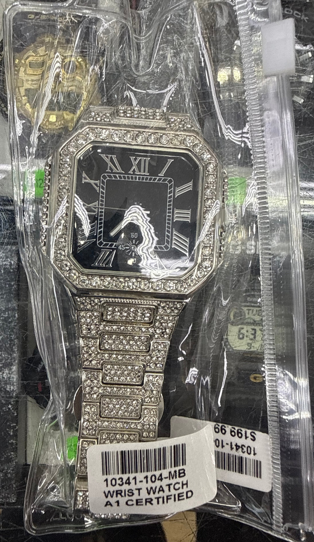 Silver Noir Roman Prestige Iced-Out Watch