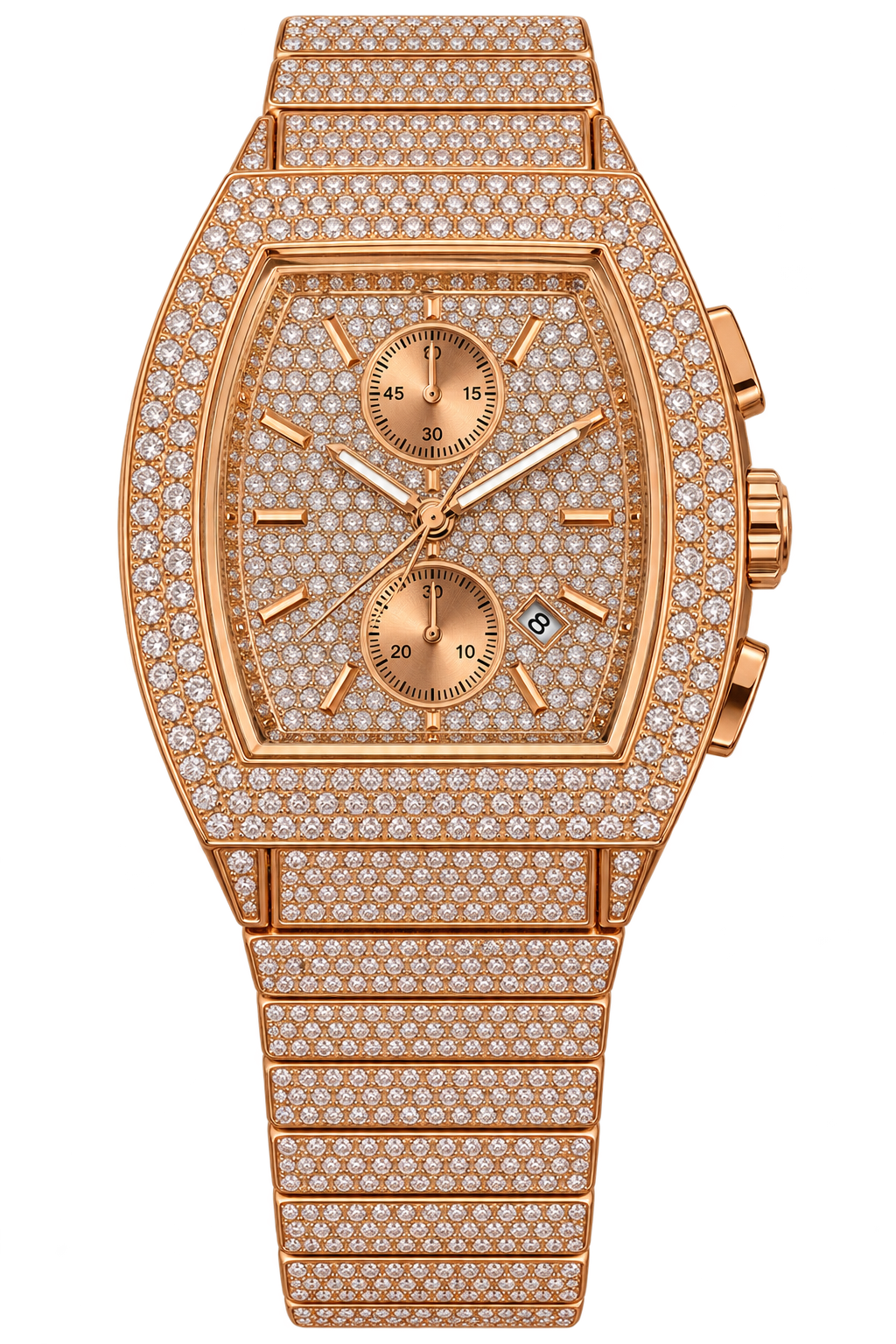 Rose Tonneau Luxe Iced-Out Watch