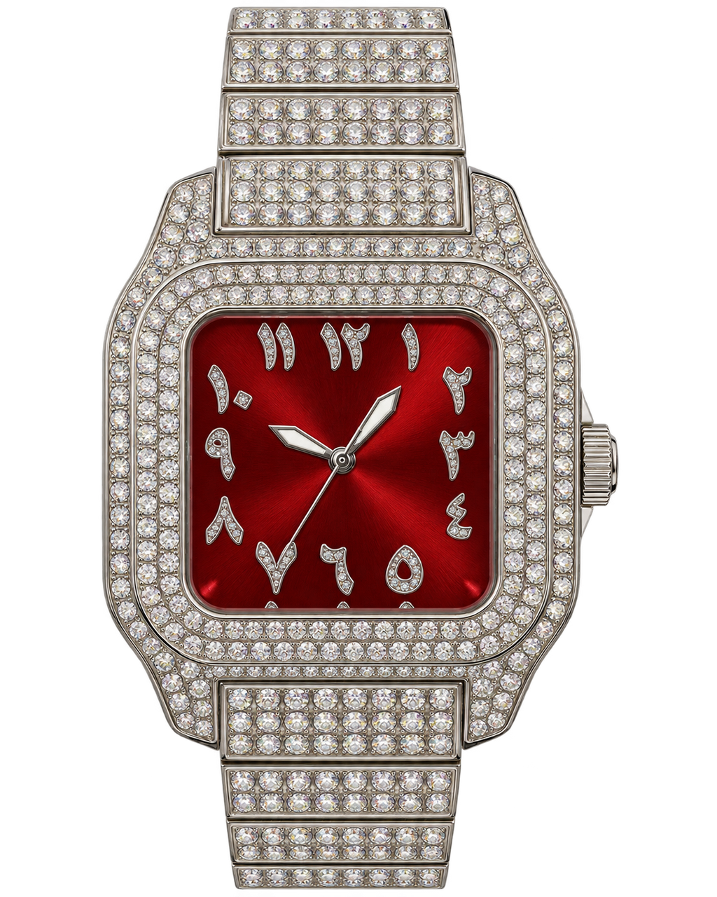 Crimson Square Arabic Iced-Out Watch