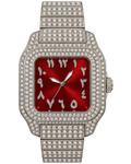 Crimson Square Arabic Iced-Out Watch