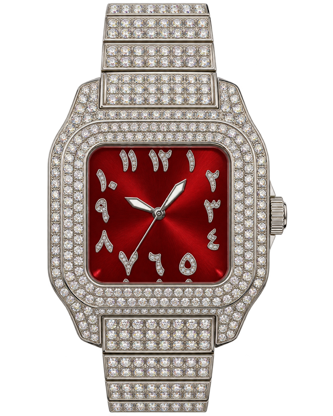 Crimson Square Arabic Iced-Out Watch