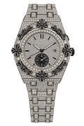 Silver Noir Fleur Iced-Out Watch