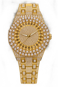 Golden Sunburst Iced-Out Watch