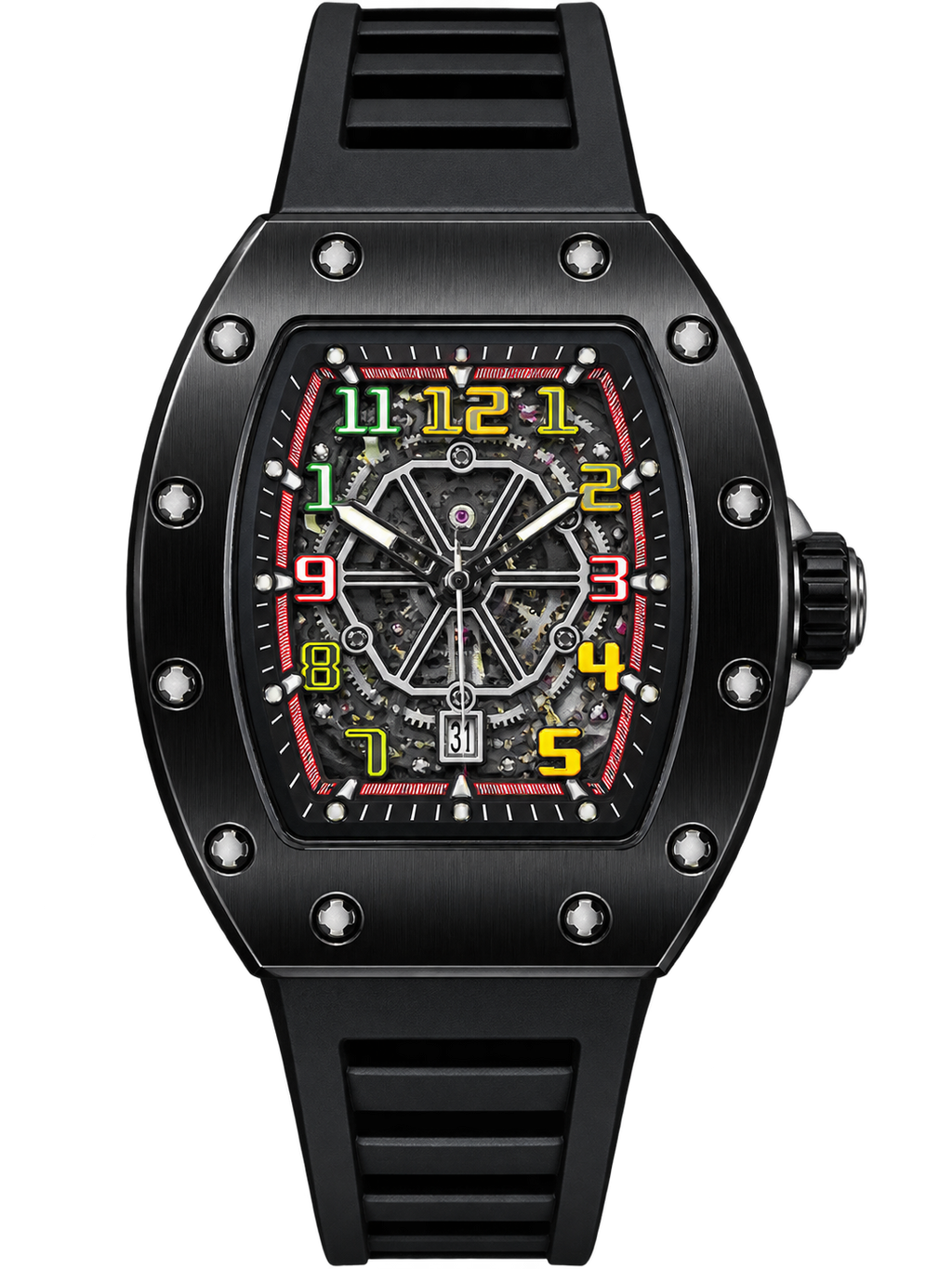 Black Automatic Racing Skeleton Watch