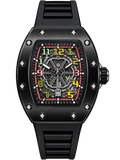 Black Automatic Racing Skeleton Watch