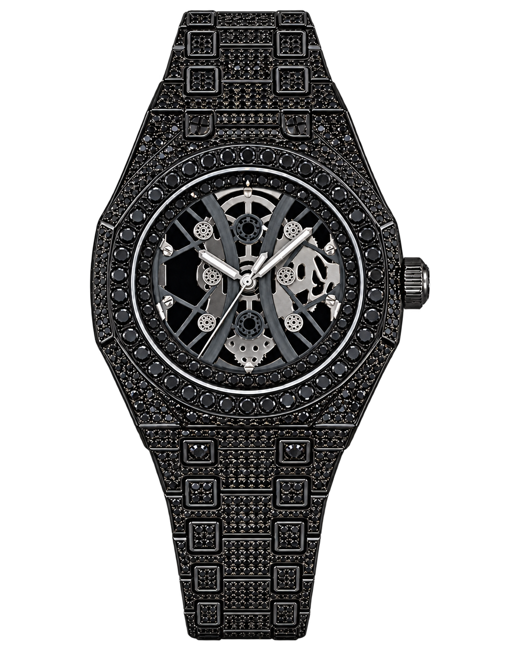 Blackout Skeleton Iced-Out Watch