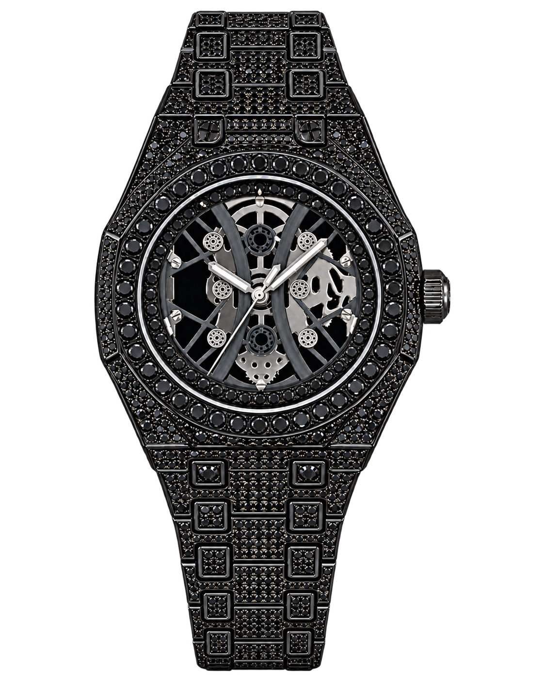 Blackout Skeleton Iced-Out Watch