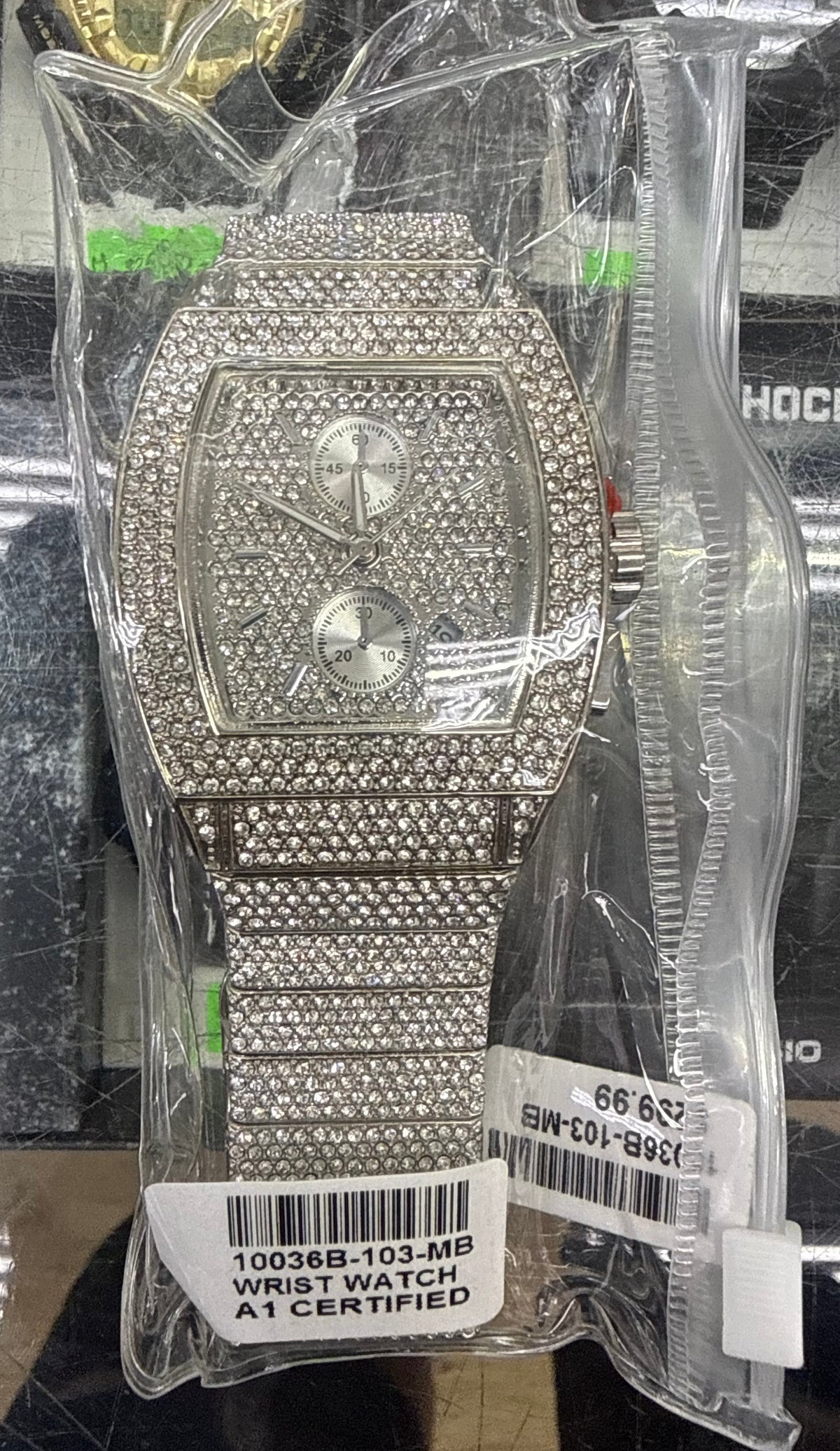 Silver Tonneau Luxe Iced-Out Watch