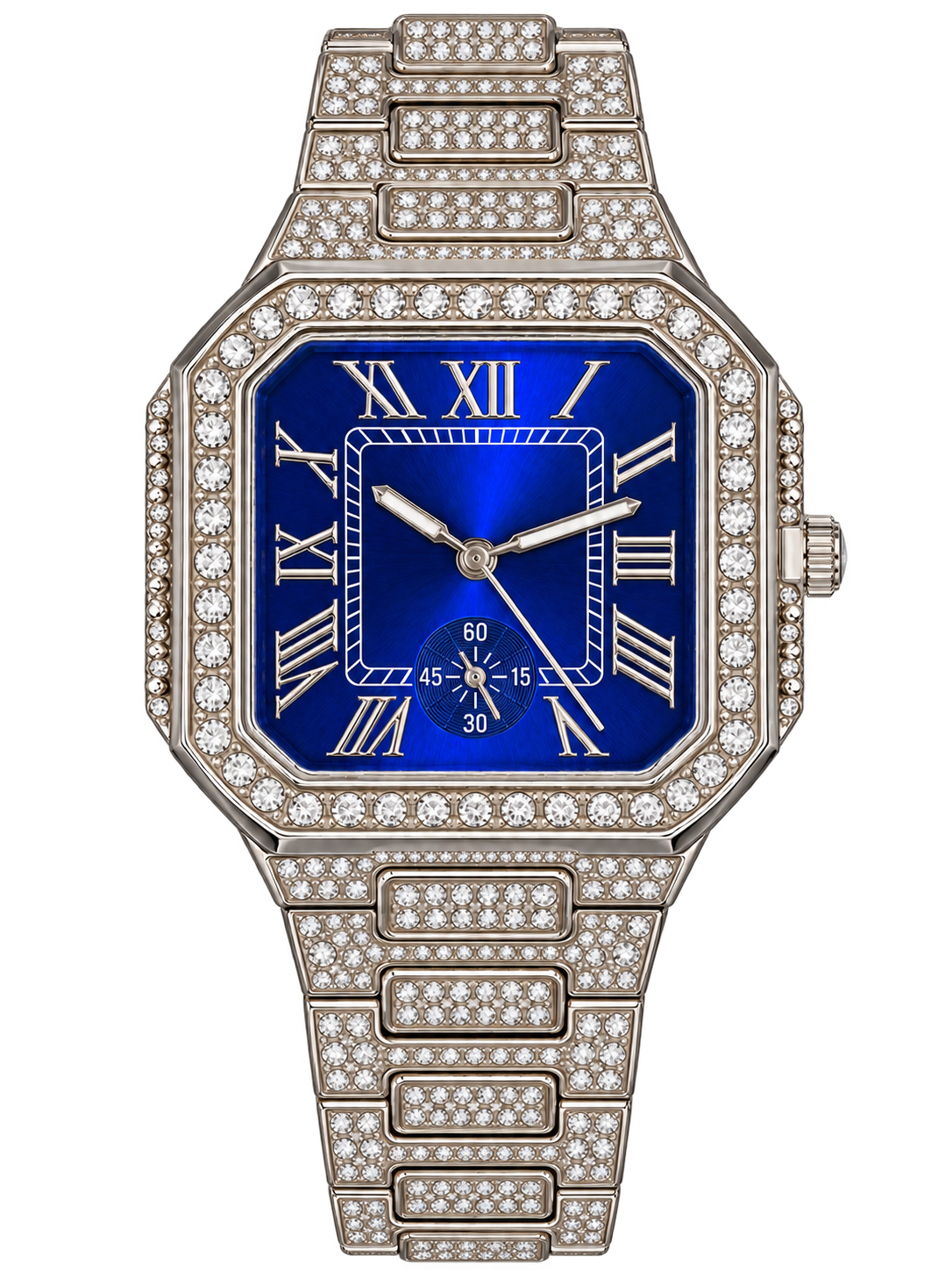 Royal Blue Roman Frost Iced-Out Watch