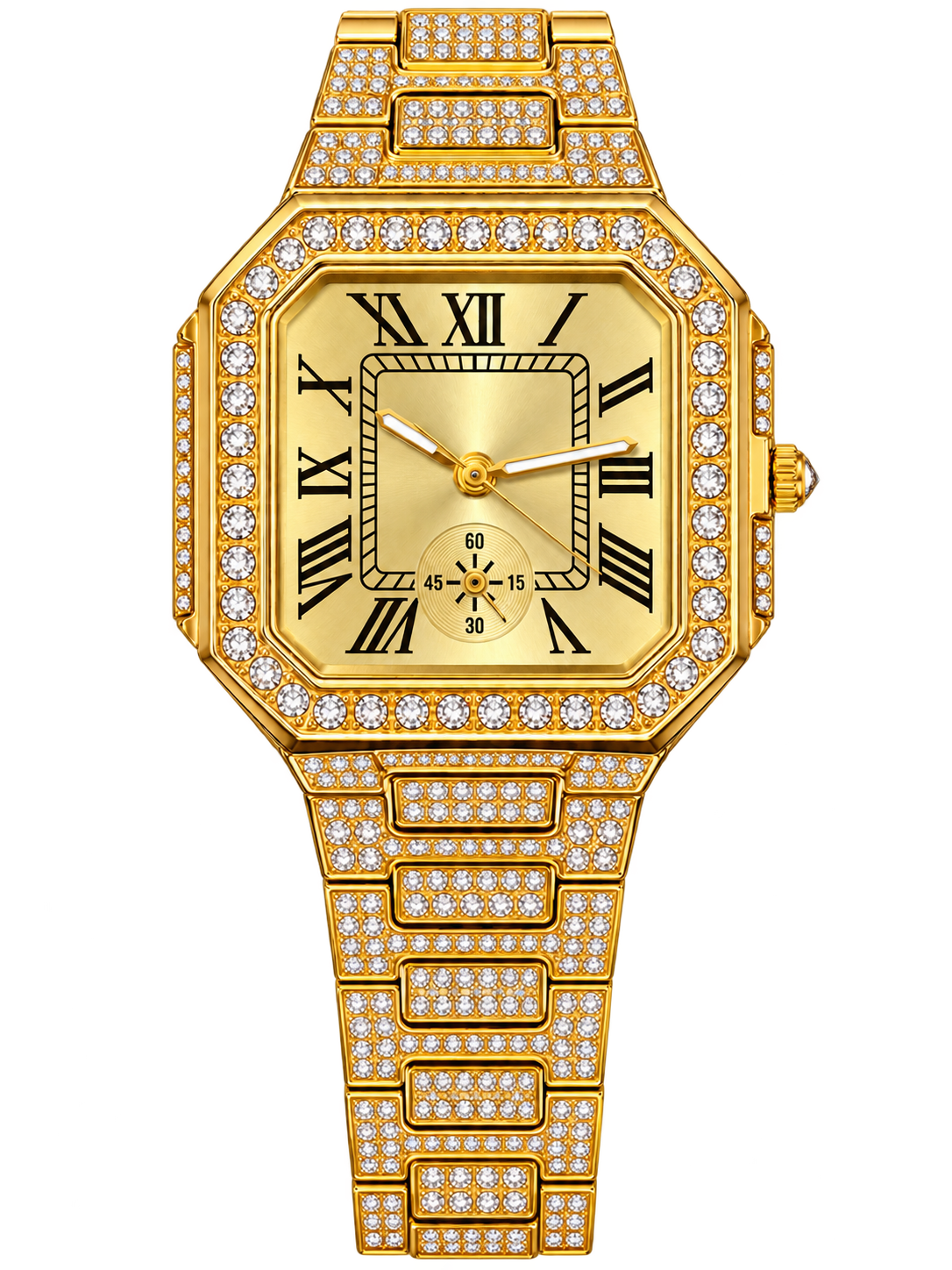 Golden Roman Prestige Iced-Out Watch