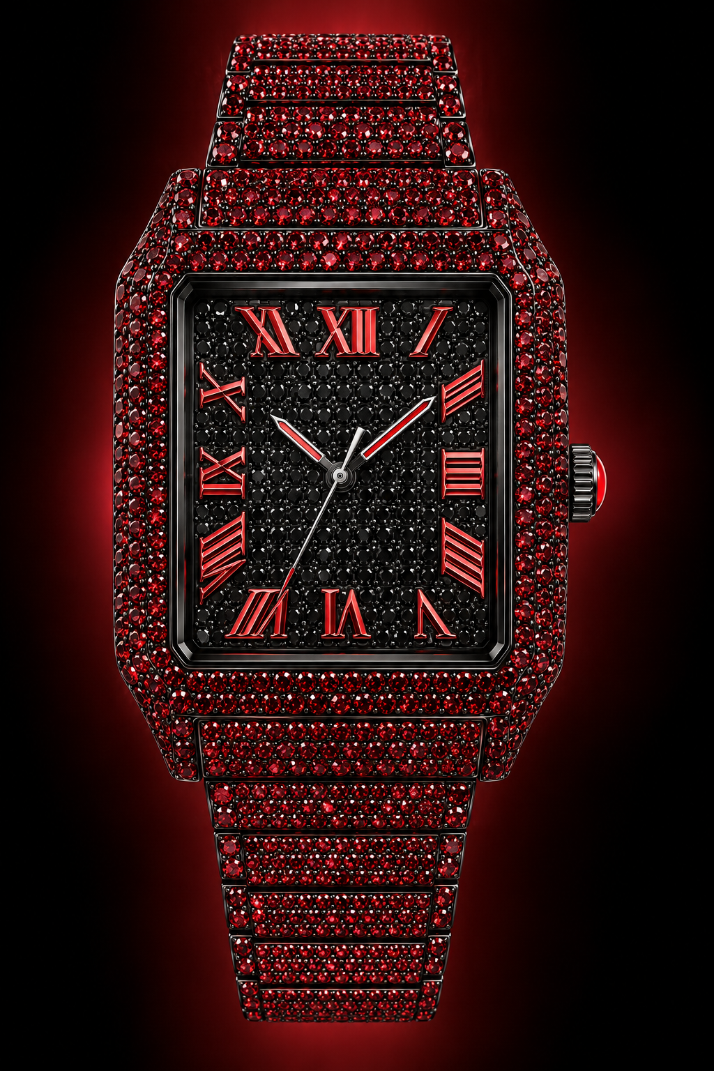 Crimson Noir Iced-Out Watch