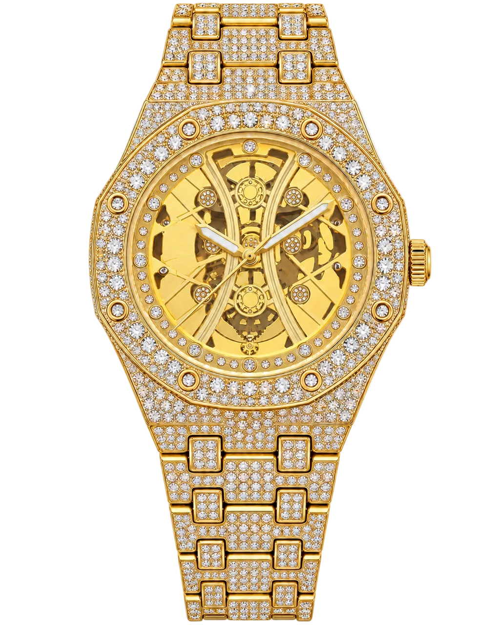 Gold Phantom Skeleton Iced-Out Watch