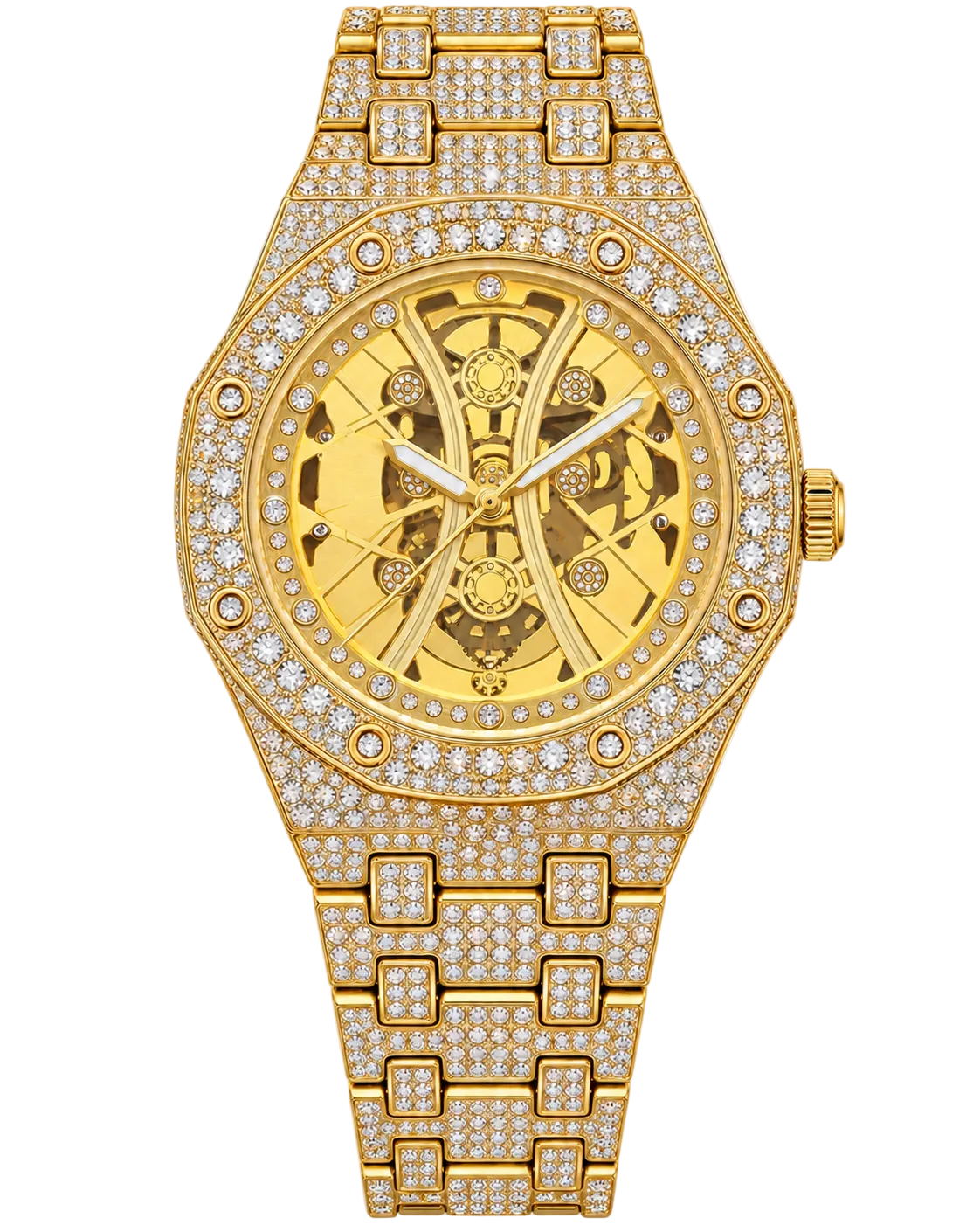 Gold Phantom Skeleton Iced-Out Watch